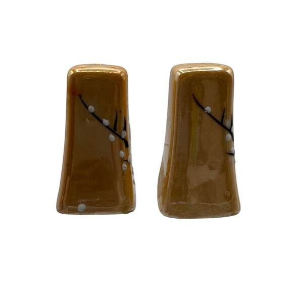 Vintage Ceramic Lusterware Salt & Pepper Shakers With Handpainted Floral - Picture 5 of 11